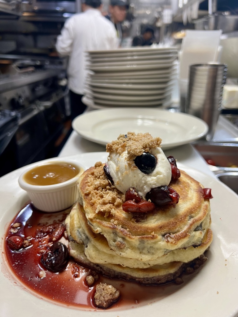 Cherry Crumb Pancakes