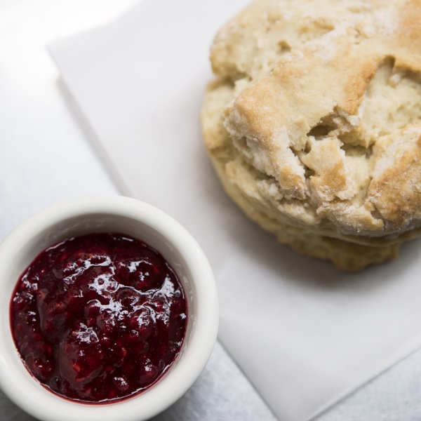 Side: Biscuit with Butter and Raspberry Jam