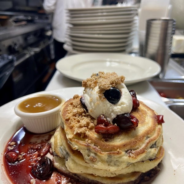 Cherry Crumb Pancakes
